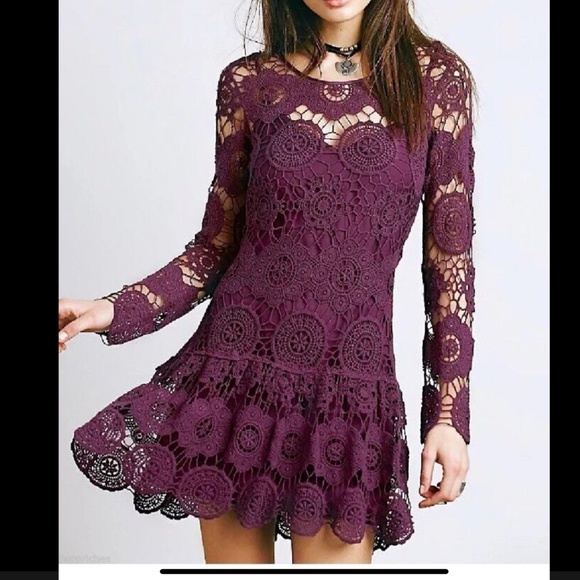 Free People Dresses & Skirts - Free People:  Purple Night Out Crochet Dress
